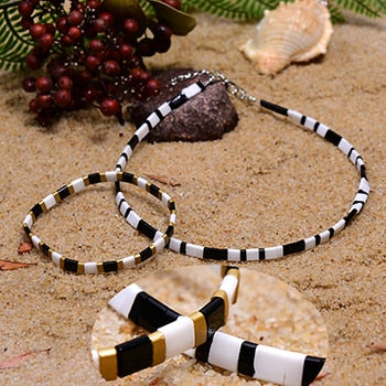 Boho Necklace, Tila Bead Choker with Bracelet, Color of Life