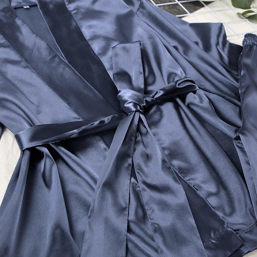 Boho Pajamas, Pajamas Sets for Women, PJ Satin Clementine in Blue and Green