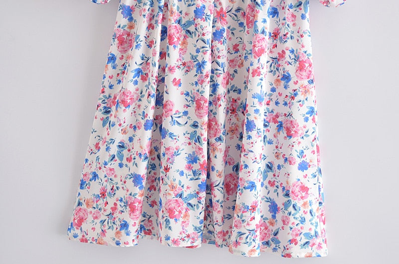 Boho Mini Dress Sundress, Vintage Elena Pink Flower Garden