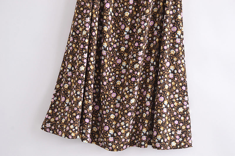 Boho Midi Dress, Off  Shoulder Smocked Dress, Vintage Brown Gabriella