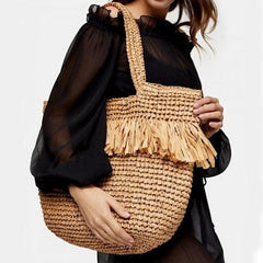 Boho Bag, Woven Straw Handbag, Savanna Tote