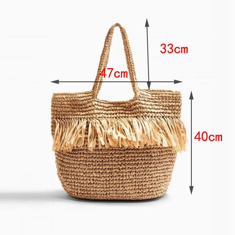Boho Bag, Woven Straw Handbag, Savanna Tote
