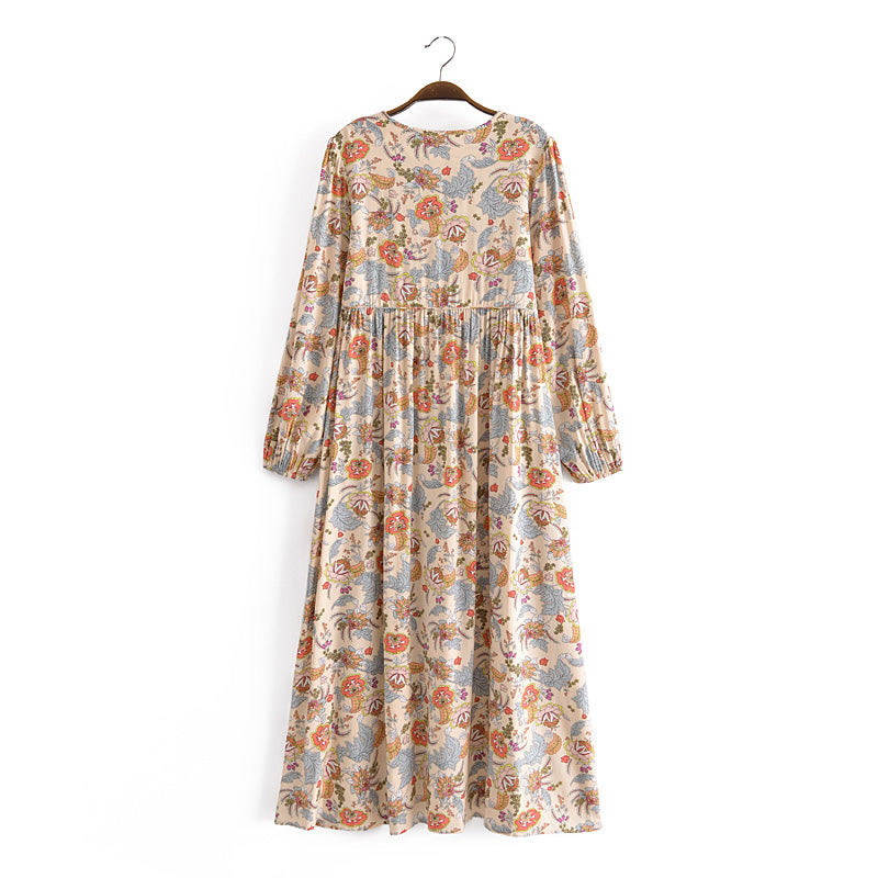 Gown Dress, Boho Maxi Dress, Loose Dress, Everly in White Peach