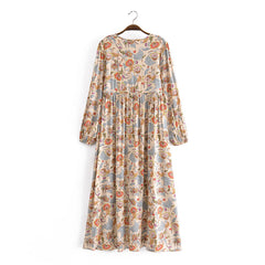 Gown Dress, Boho Maxi Dress, Loose Dress, Everly in White Peach
