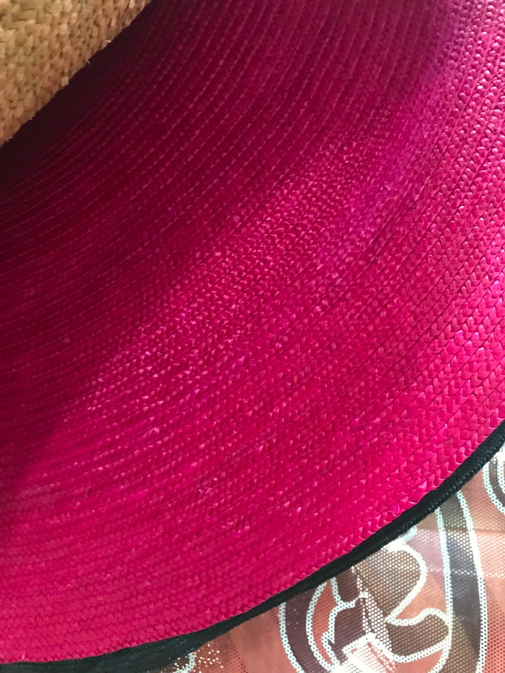 Boho Hat, Beach Hat, Extra Wide Brim Straw Hat, Anna Breeze in Black and Beige, High Quality (Straw, 35 cm)