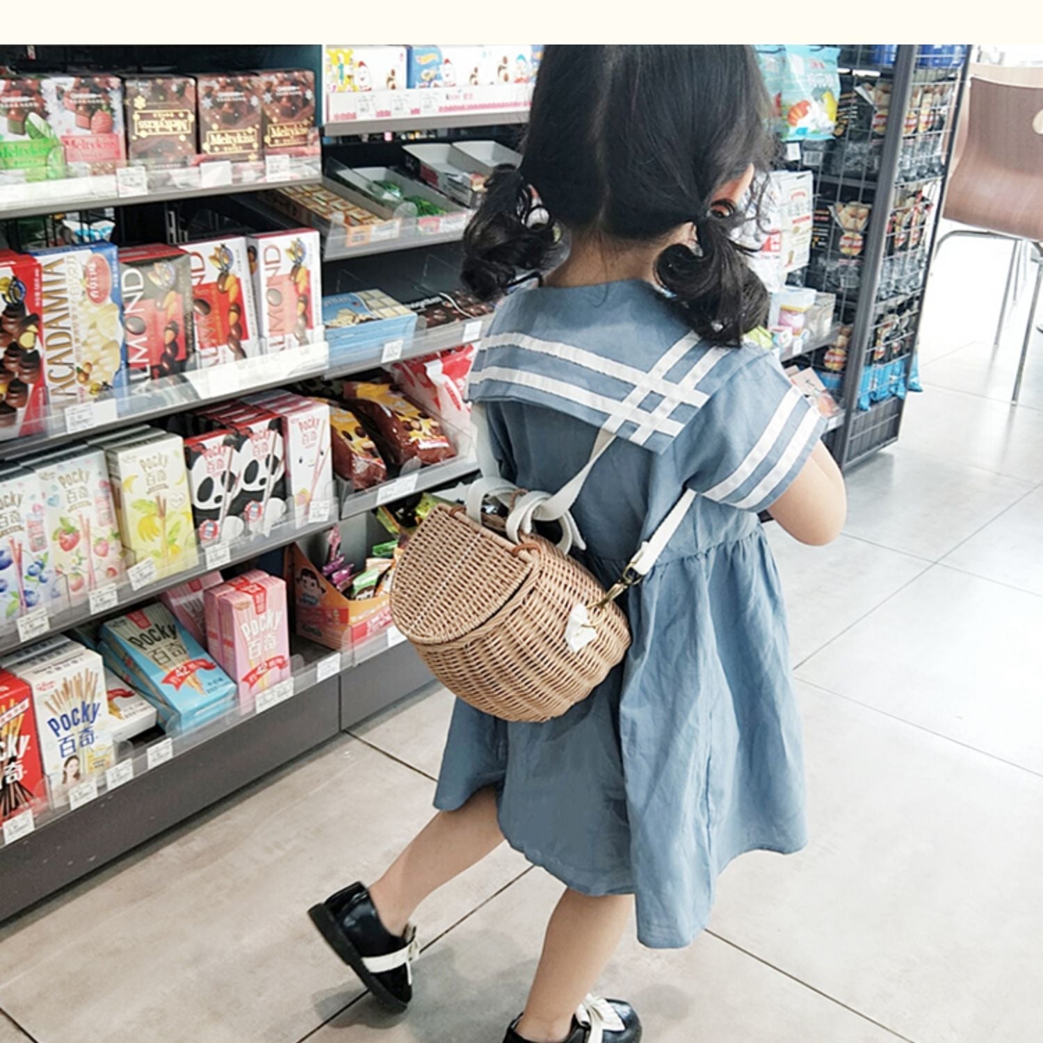 Boho Bag, Kid Bag, Rattan Bag, Mini Wicker Basket Bag, Lilli White