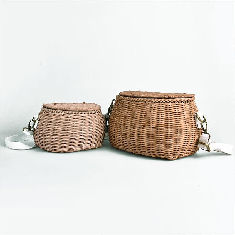 Boho Bag, Kid Bag, Rattan Bag, Mini Wicker Basket Bag, Lilli White