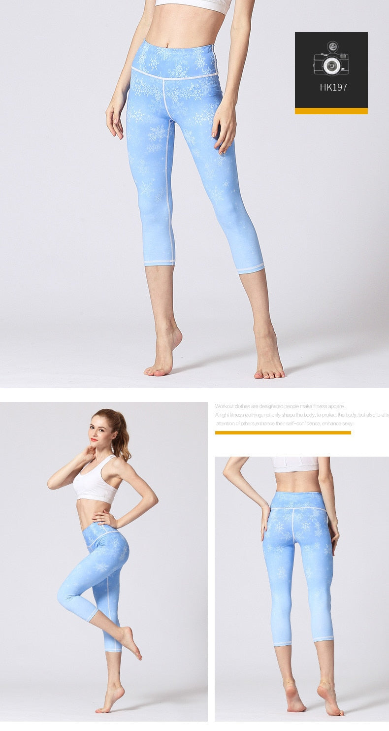 Yoga Legging, Yoga Pants, Boho Legging, Printed Tight, Blue Snow