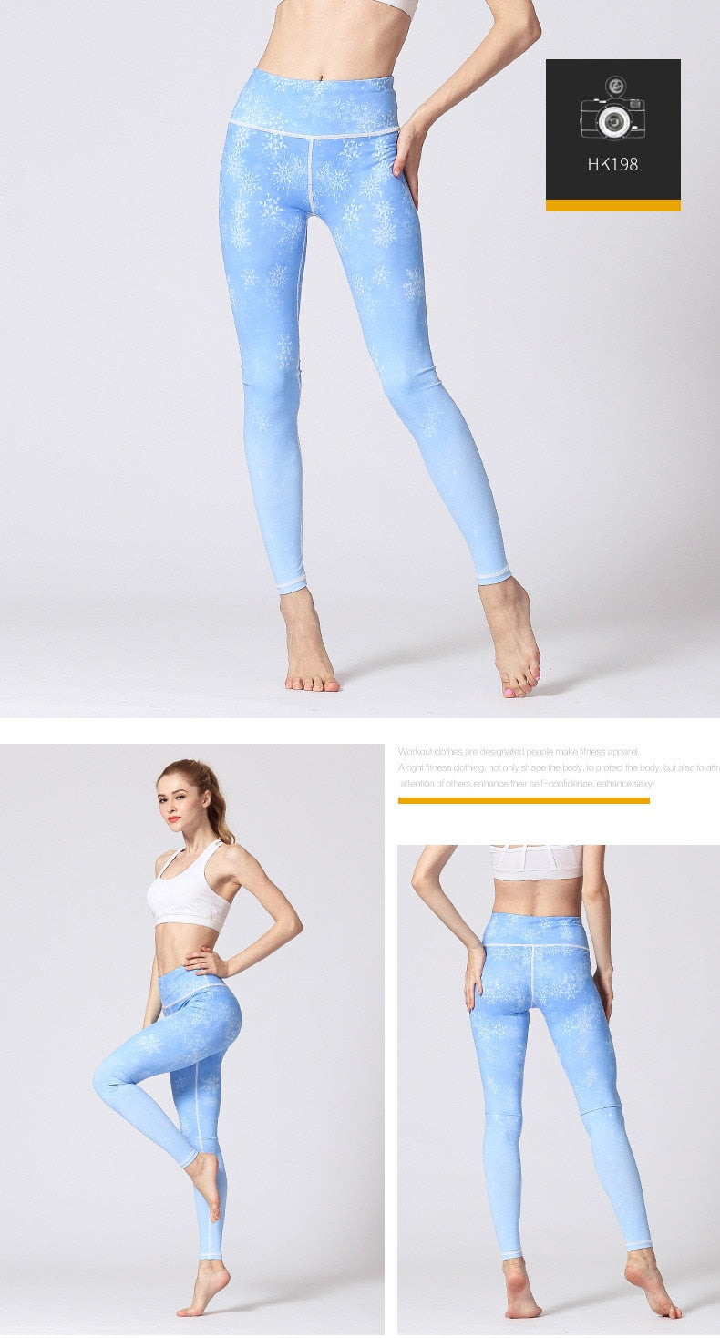 Yoga Legging, Yoga Pants, Boho Legging, Printed Tight, Blue Snow
