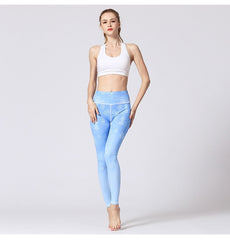 Yoga Legging, Yoga Pants, Boho Legging, Printed Tight, Blue Snow