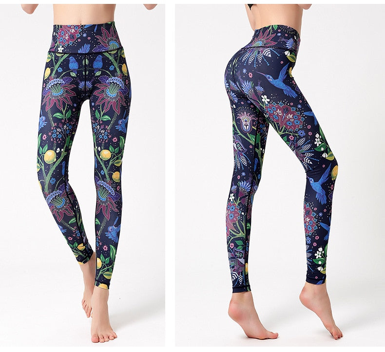 Yoga Legging, Yoga Pants, Boho Legging, Tight with Pocket Forrest in Blue Bird