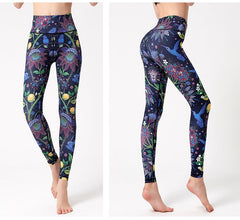 Yoga Legging, Yoga Pants, Boho Legging, Tight with Pocket Forrest in Blue Bird