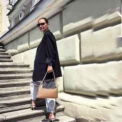 Boho Bag, Small Shoulder Bag, Denise Poach Bag in White, Black and Brown