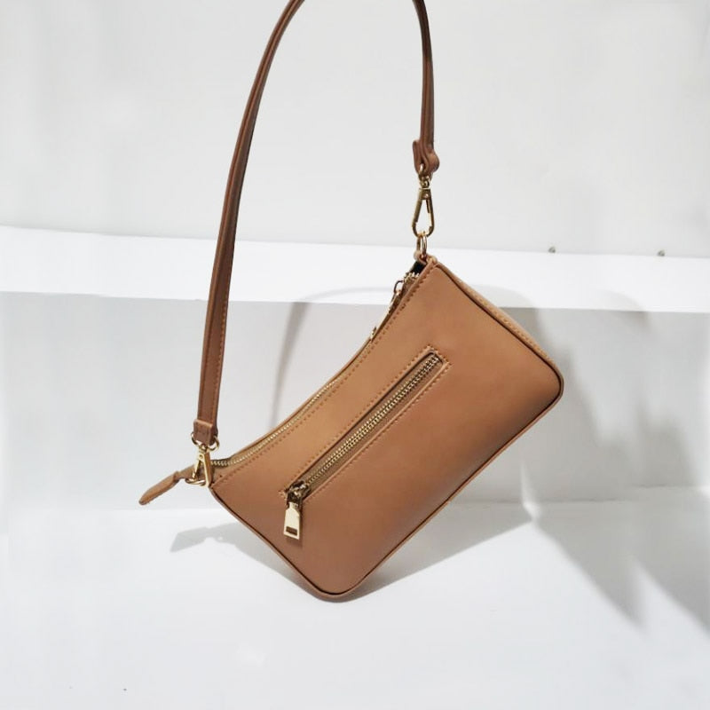 Boho Bag, Small Shoulder Bag, Denise Poach Bag in White, Black and Brown