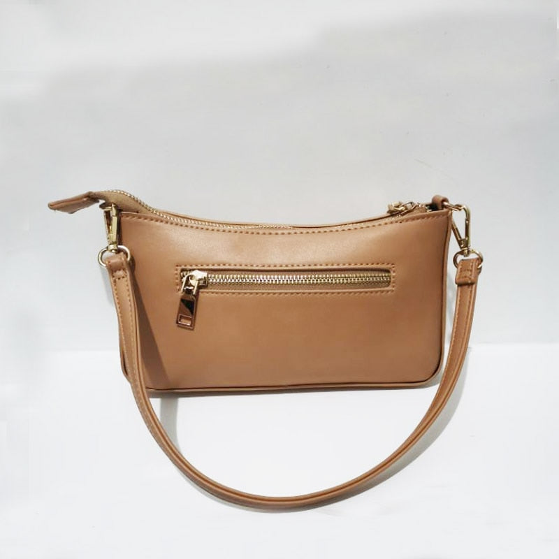 Boho Bag, Small Shoulder Bag, Denise Poach Bag in White, Black and Brown