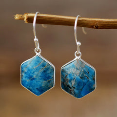 Boho Earrings, Dangle Earrings, Blue Apatite