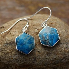 Boho Earrings, Dangle Earrings, Blue Apatite