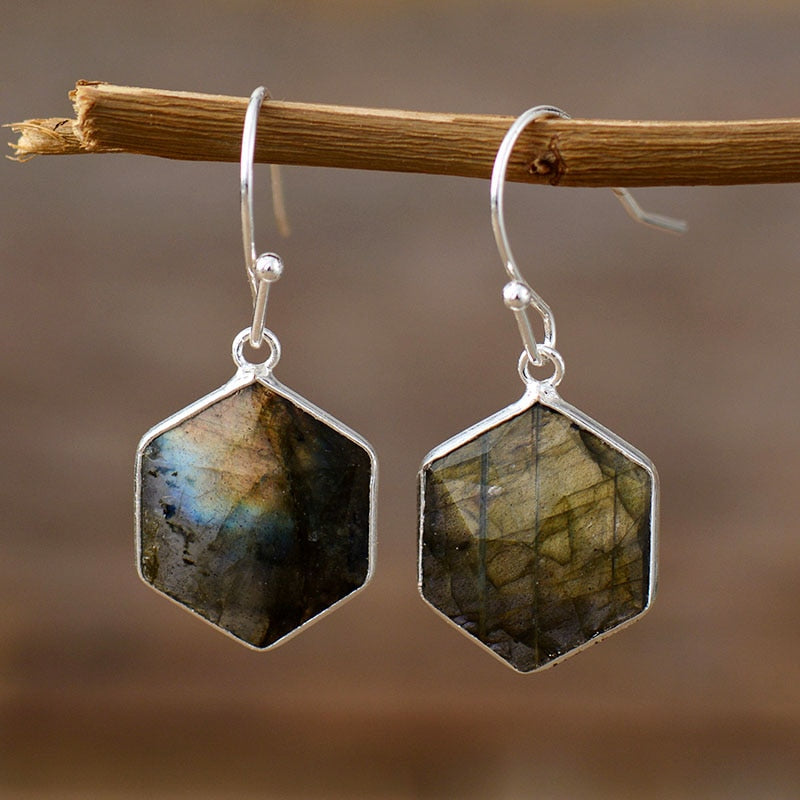 Boho Earrings, Dangle Earrings, Blue Apatite