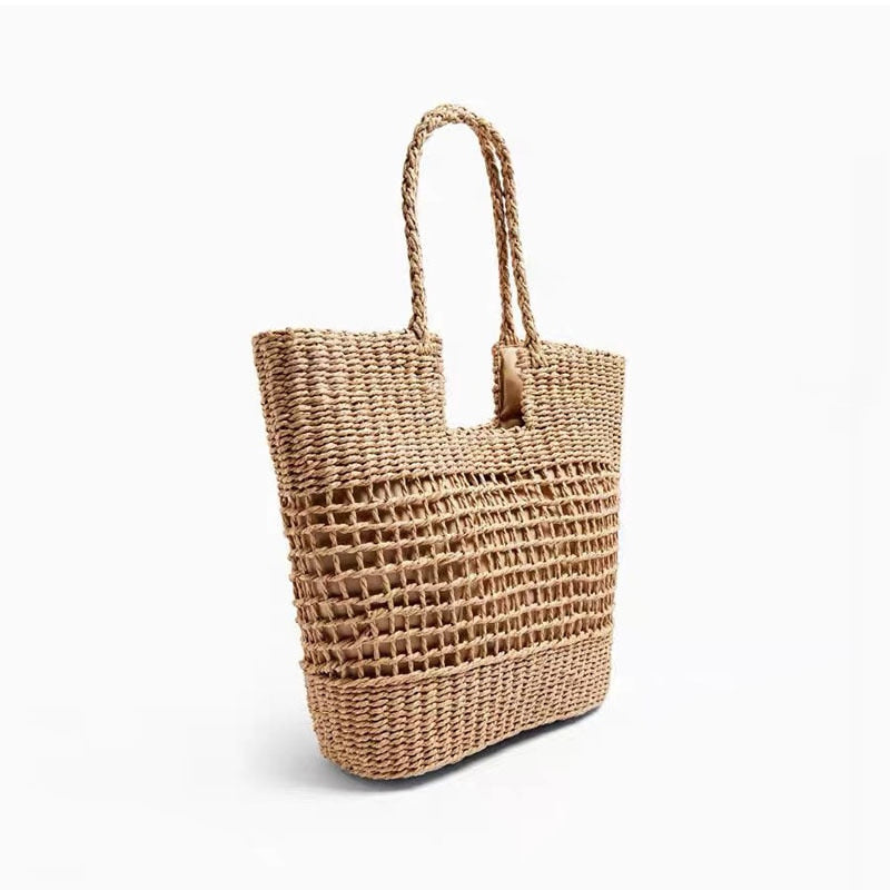 Boho Bag, Woven Straw Basket Bag, Rattan Bag, Brown Alana