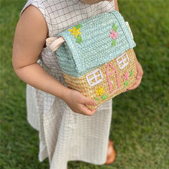 Boho Bag, Woven Straw Bag, Girl Bag, Rattan Bag, Yellow Daisy