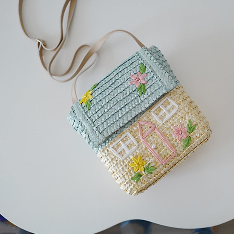 Boho Bag, Woven Straw Bag, Girl Bag, Rattan Bag, Yellow Daisy