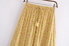 Boho Skirt, Hippie Skirts, Maxi Skirt, Yellow Sunshine Flower