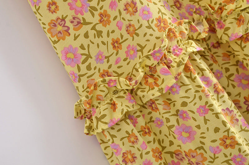 Boho Skirt, Hippie Skirts, Maxi Skirt, Yellow Sunshine Flower