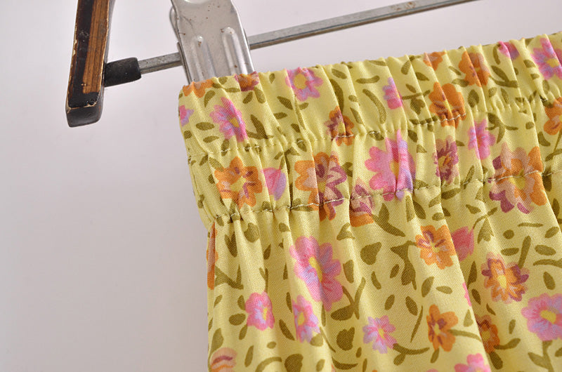 Boho Skirt, Hippie Skirts, Maxi Skirt, Yellow Sunshine Flower