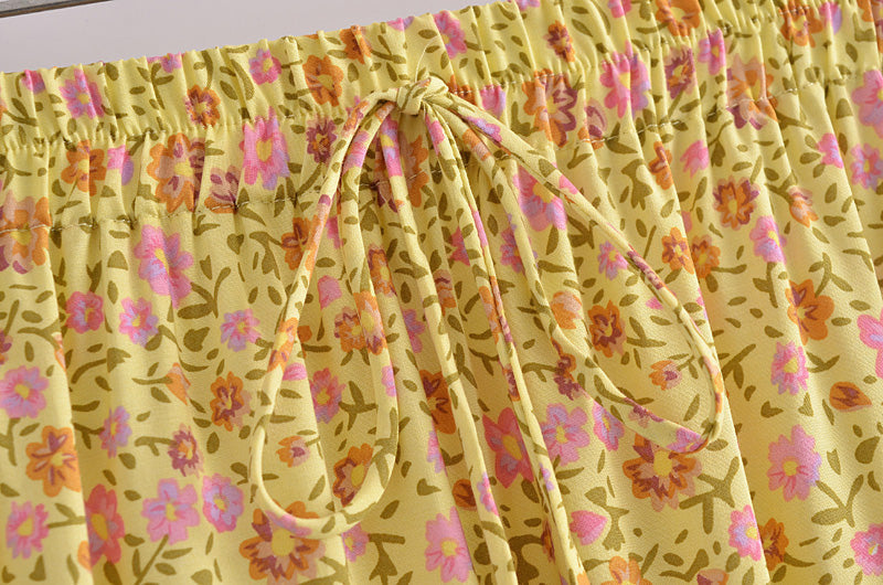 Boho Skirt, Hippie Skirts, Maxi Skirt, Yellow Sunshine Flower