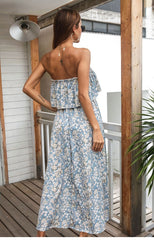 Boho Maxi Dress, Sundress, Urban in Floral Blue