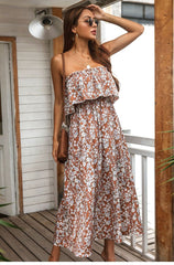 Boho Maxi Dress, Sundress, Urban in Floral Brown