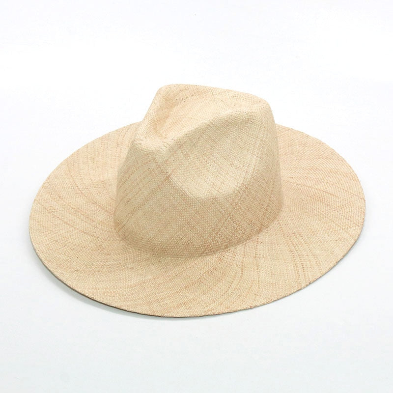 Boho Hat, Sun Hat, Beach Hat, Sisal Straw Fedora, Jazz Hat, Anna Beige, Pink and Black