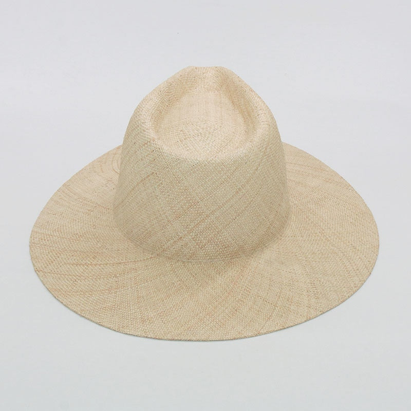 Boho Hat, Sun Hat, Beach Hat, Sisal Straw Fedora, Jazz Hat, Anna Beige, Pink and Black