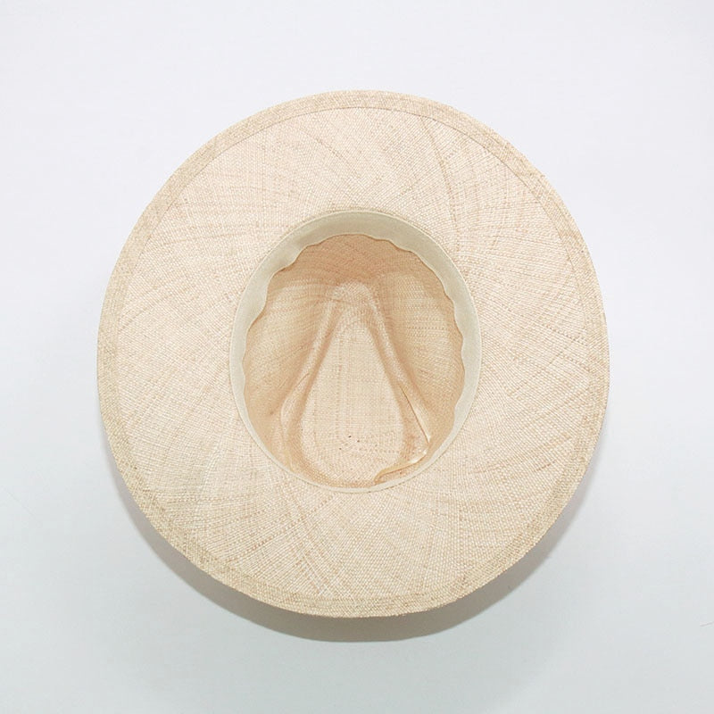 Boho Hat, Sun Hat, Beach Hat, Sisal Straw Fedora, Jazz Hat, Anna Beige, Pink and Black