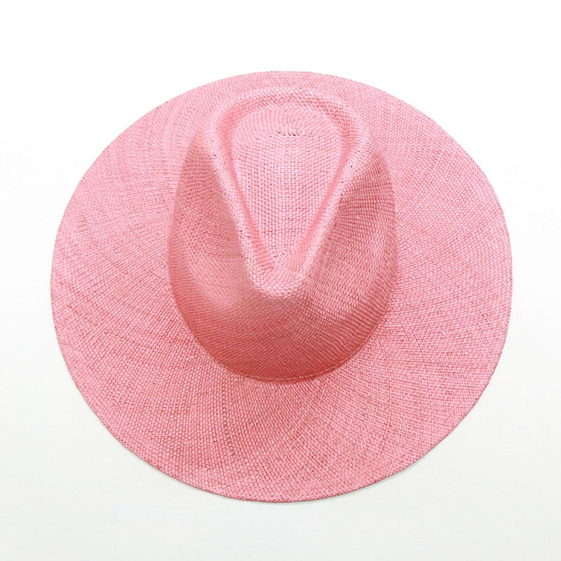 Boho Hat, Sun Hat, Beach Hat, Sisal Straw Fedora, Jazz Hat, Anna Beige, Pink and Black