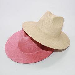 Boho Hat, Sun Hat, Beach Hat, Sisal Straw Fedora, Jazz Hat, Anna Beige, Pink and Black