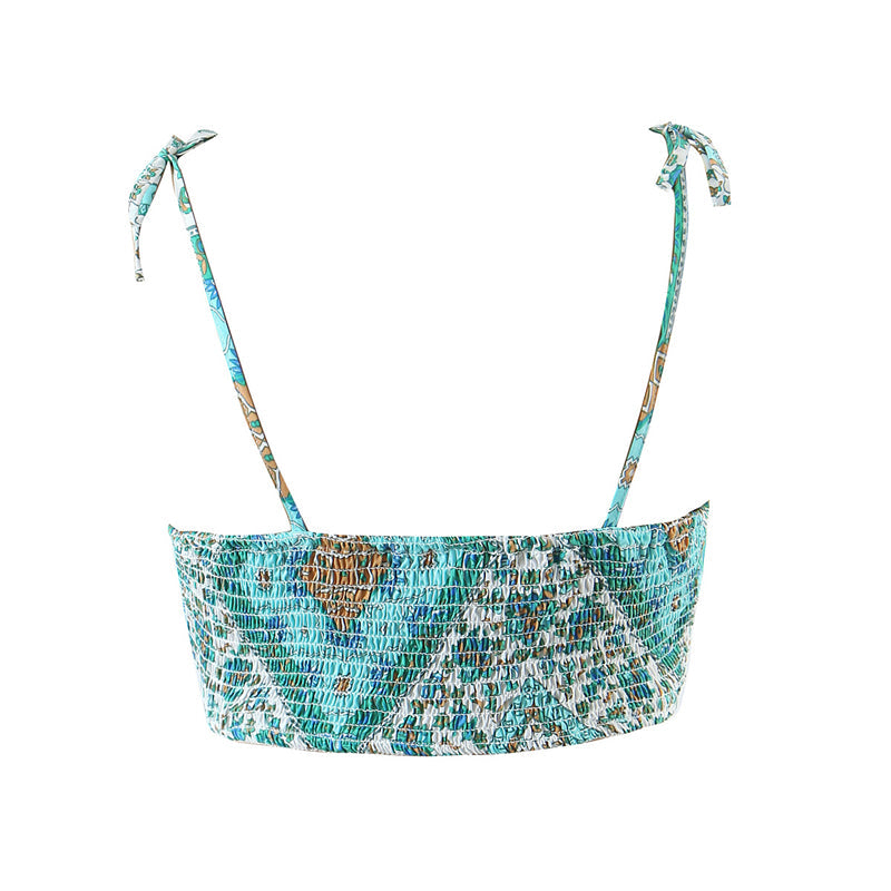 Boho Two Piece Set, Crop Top and Skirt, Oceane Square Mint