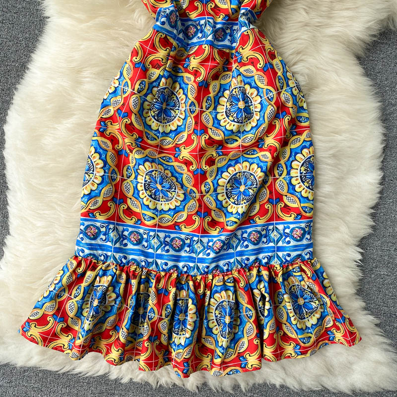 Vintage Dress, Boho Midi Dress, Retro Dress, Blue Coco