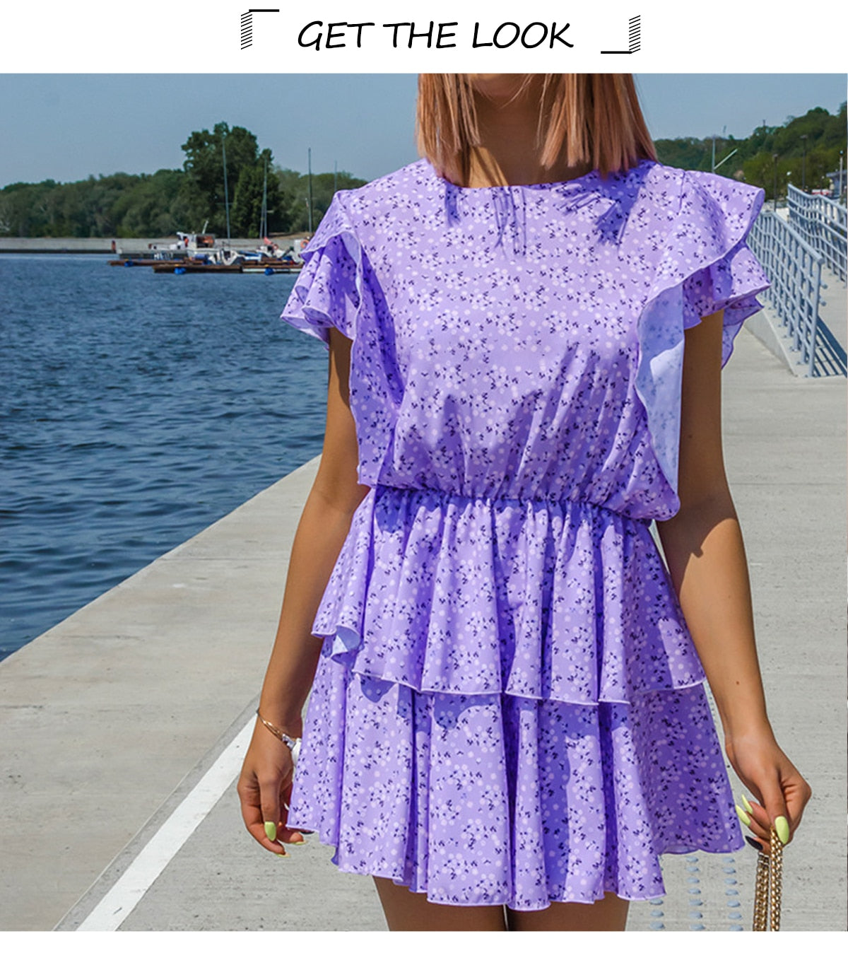 Boho Mini Dress Vintage Dress, Little Flower Iris Purple