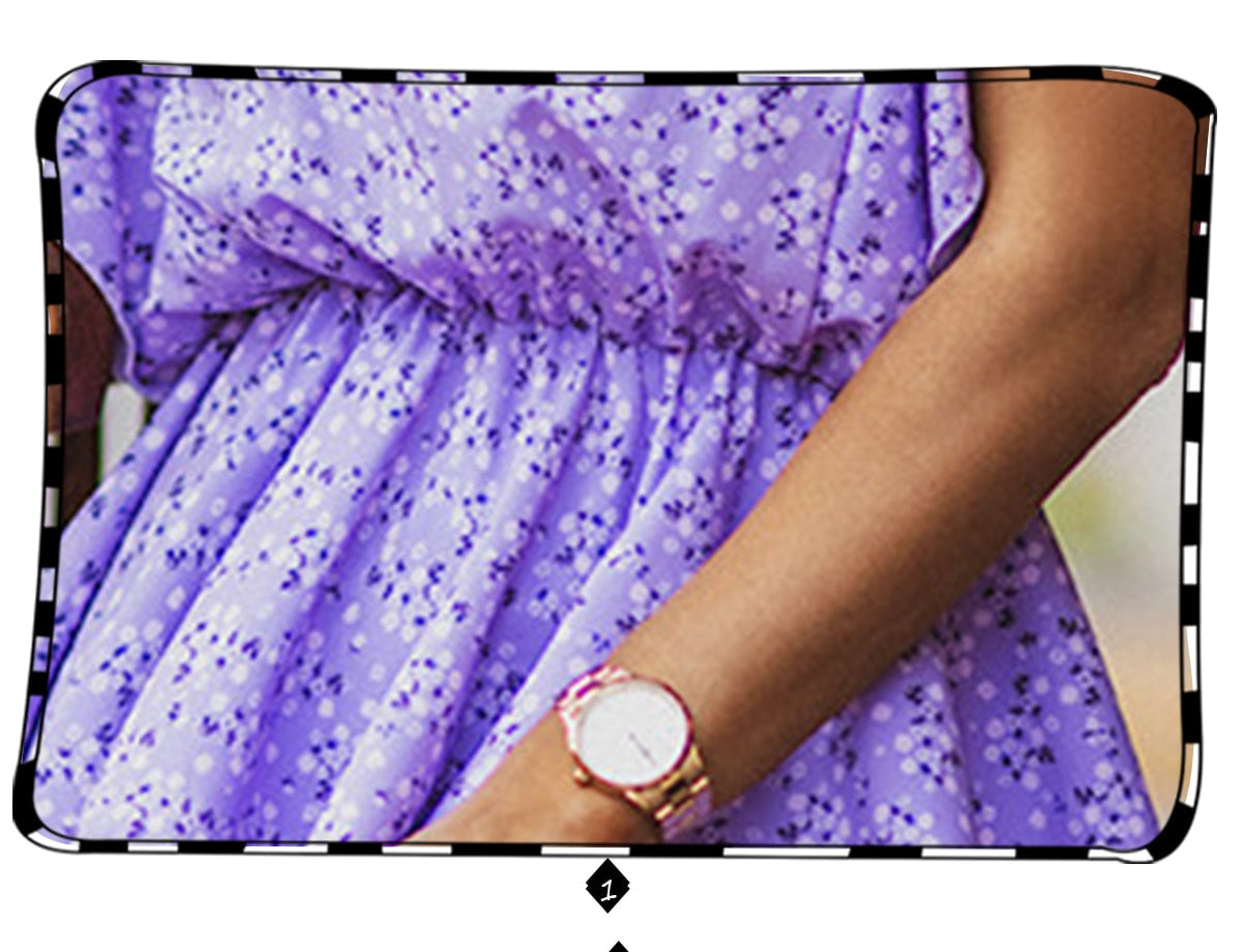 Boho Mini Dress Vintage Dress, Little Flower Iris Purple