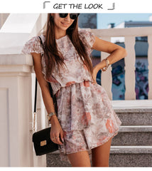 Boho Mini Dress Vintage Dress, Orange Dusty Rose