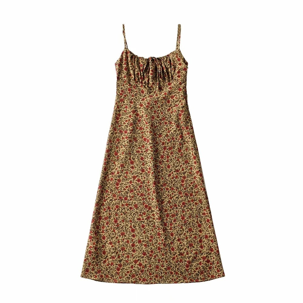 Boho Maxi Dress, Strappy Sundress, Missy Daisy in Gold and White