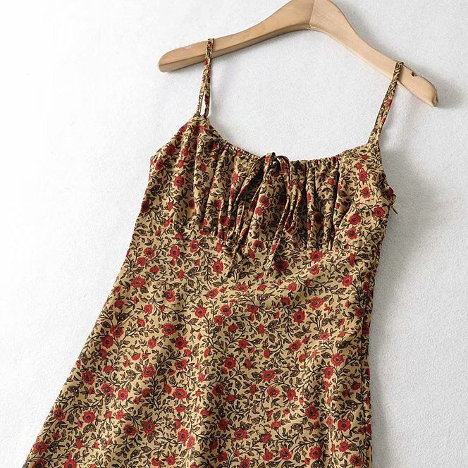 Boho Maxi Dress, Strappy Sundress, Missy Daisy in Gold and White