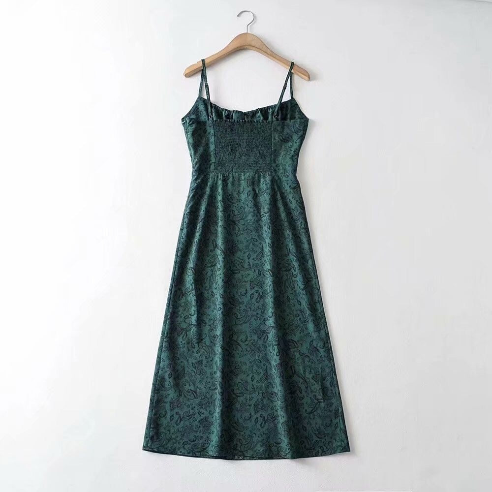 Boho Maxi Dress, Strappy Sundress, Missy Daisy in Green