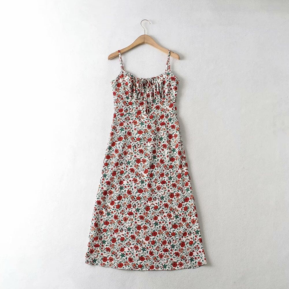 Boho Maxi Dress, Strappy Sundress, Missy Daisy in Gold and White