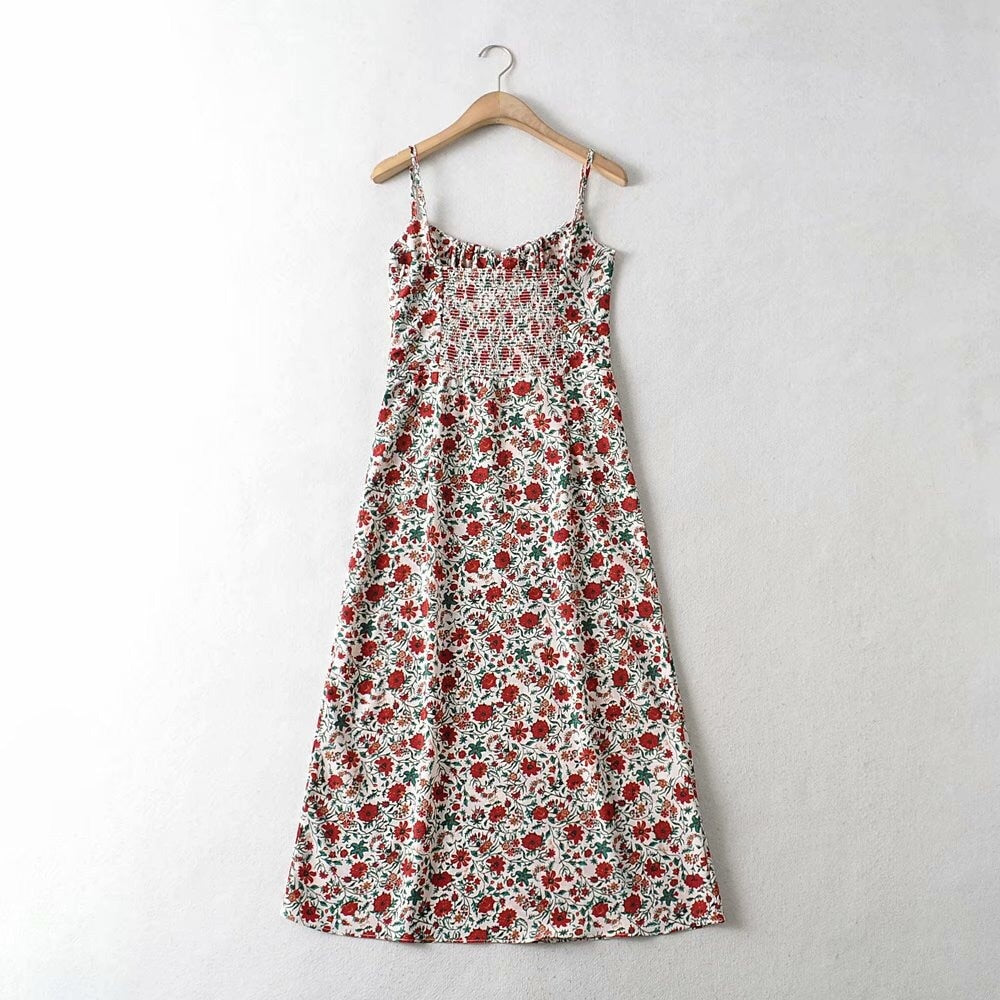 Boho Maxi Dress, Strappy Sundress, Missy Daisy in Gold and White