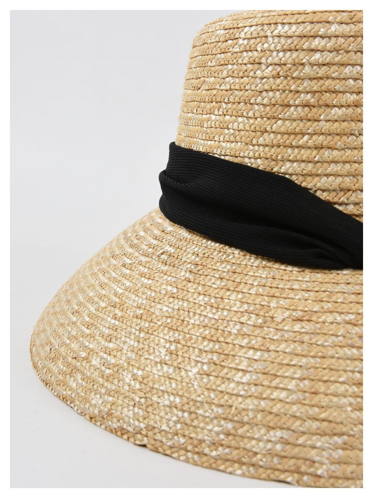 Boho Hat, Sun Straw Hat, Vintage Elodie with Black and White Ribbon