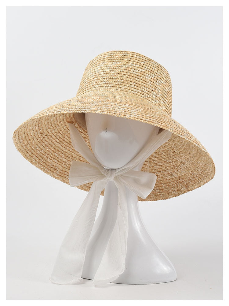 Boho Hat, Sun Straw Hat, Vintage Elodie with Black and White Ribbon