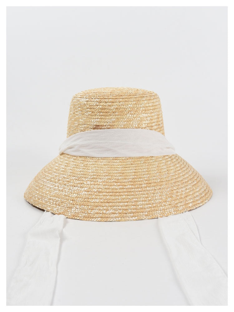 Boho Hat, Sun Straw Hat, Vintage Elodie with Black and White Ribbon