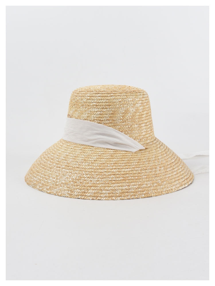 Boho Hat, Sun Straw Hat, Vintage Elodie with Black and White Ribbon